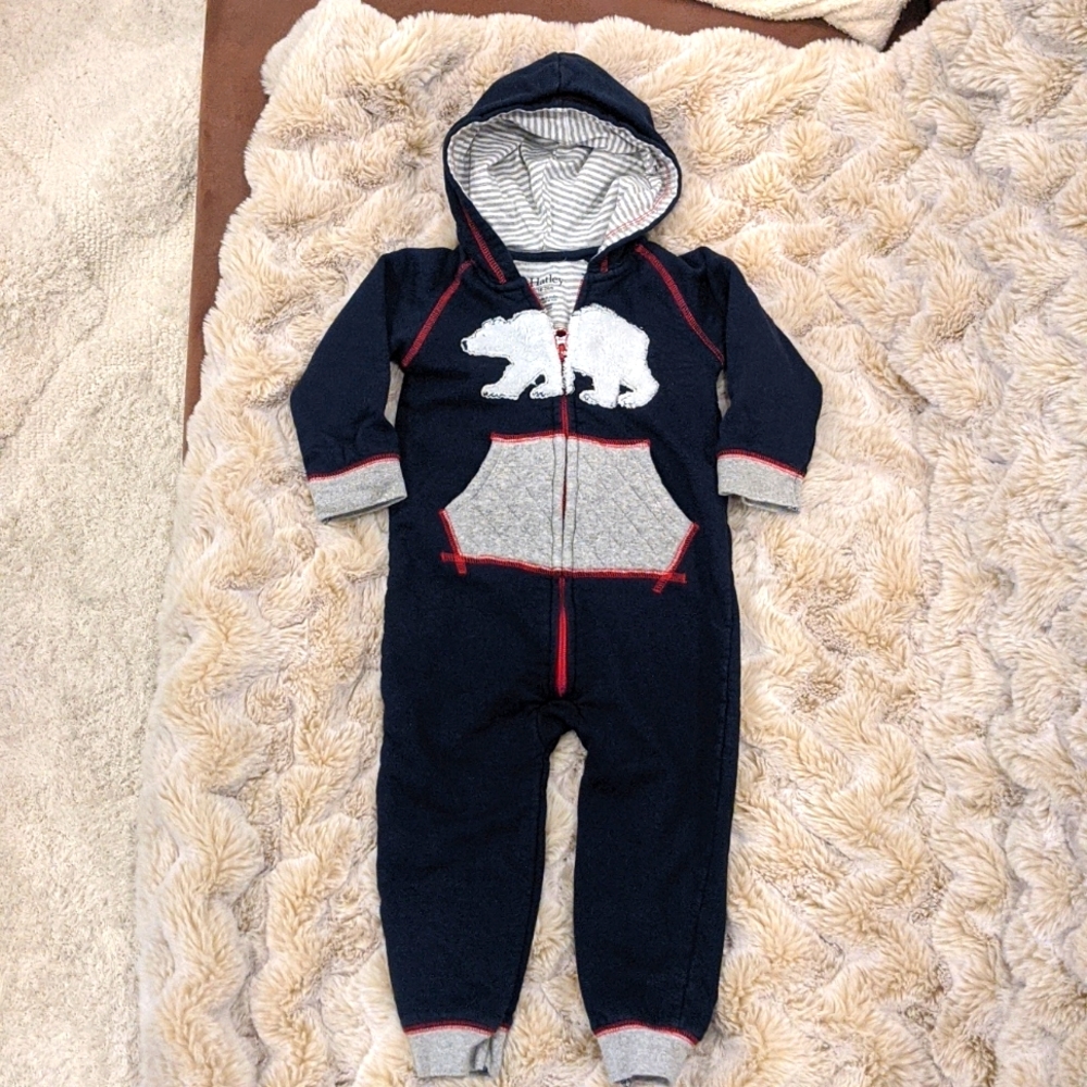 Hatley polar bear zip up hooded Bodysuit 18-24 Months